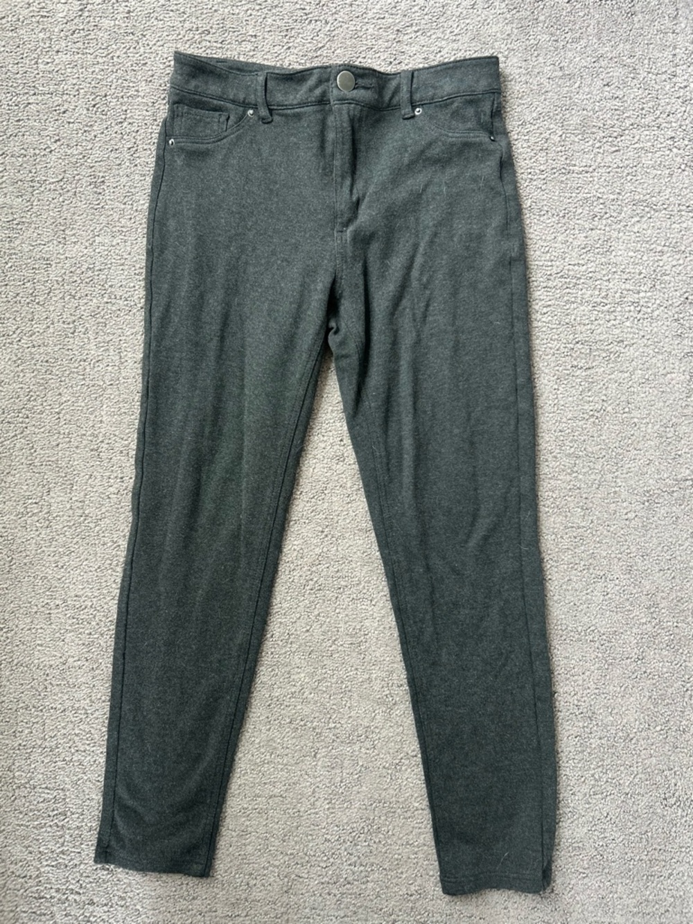 Active USA Dark Charcoal Jegging Pants Jean-Style Pockets Stretchy Knit Size S - Picture 5 of 8